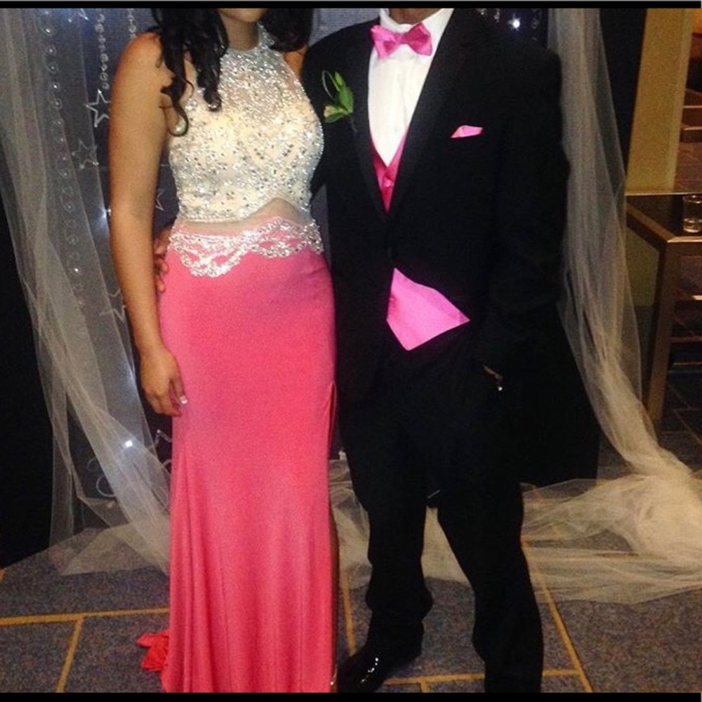 Gorgeous pink diamond studded prom dress